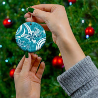 Hawaii Pupuala Plumeria Teal Ceramic Ornament Polynesian Pattern LT01 - Polynesian Pride
