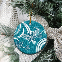 Hawaii Pupuala Plumeria Teal Ceramic Ornament Polynesian Pattern LT01 - Polynesian Pride