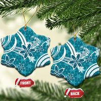 Hawaii Pupuala Plumeria Teal Ceramic Ornament Polynesian Pattern LT01 Snow Flake Teal - Polynesian Pride