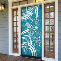 Hawaii Pupuala Plumeria Teal Door Cover Polynesian Pattern LT01 - Polynesian Pride