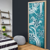 Hawaii Pupuala Plumeria Teal Door Cover Polynesian Pattern LT01 - Polynesian Pride