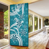 Hawaii Pupuala Plumeria Teal Door Cover Polynesian Pattern LT01 - Polynesian Pride