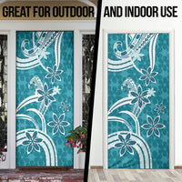 Hawaii Pupuala Plumeria Teal Door Cover Polynesian Pattern LT01 - Polynesian Pride