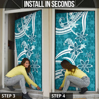 Hawaii Pupuala Plumeria Teal Door Cover Polynesian Pattern LT01 - Polynesian Pride