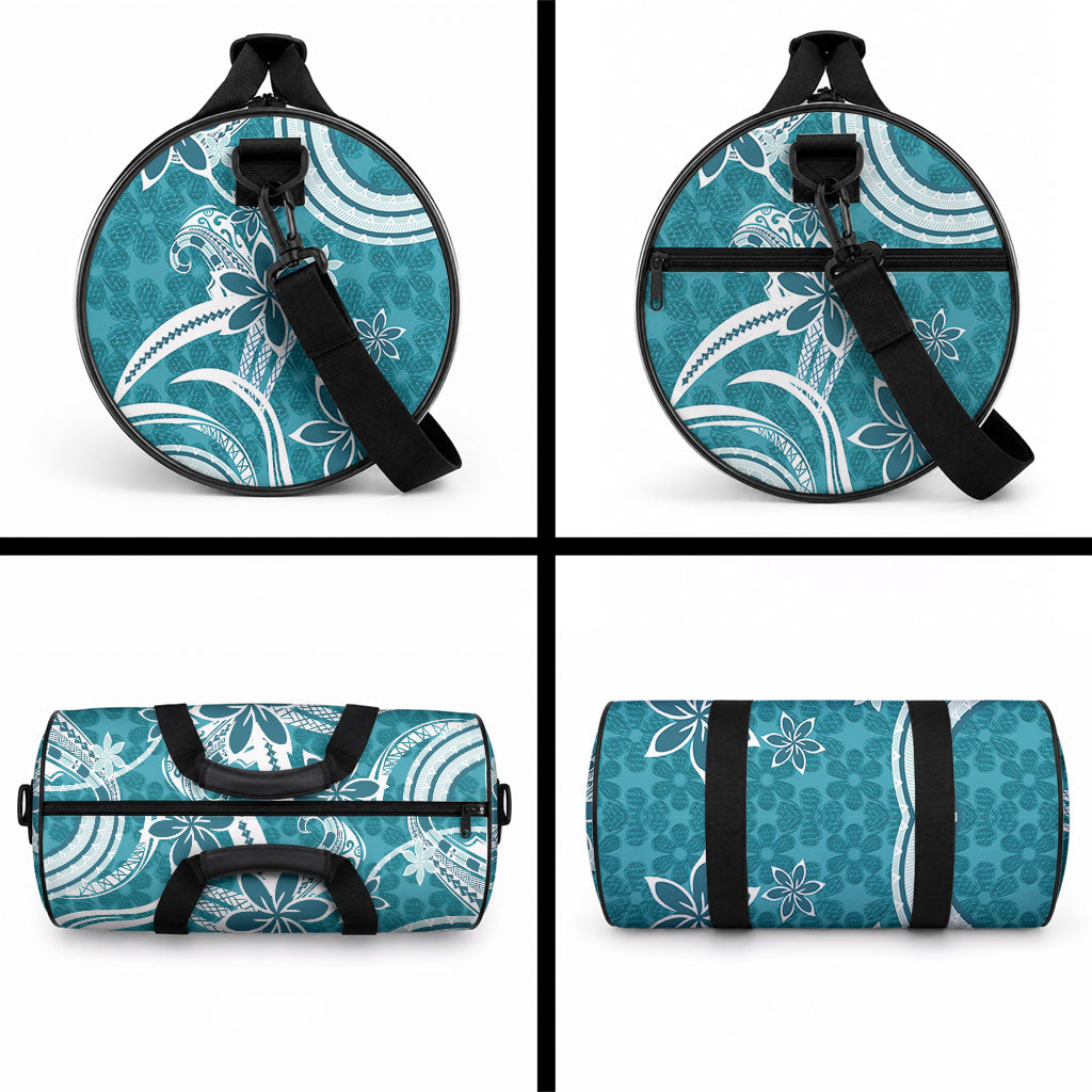 Hawaii Pupuala Plumeria Teal Duffle Bag Polynesian Pattern LT01 - Polynesian Pride