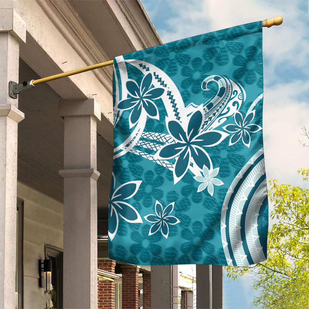 Hawaii Pupuala Plumeria Teal Garden Flag Polynesian Pattern LT01 House Flag Teal - Polynesian Pride