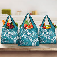 Hawaii Pupuala Plumeria Teal Grocery Bag Polynesian Pattern LT01 3-pack One Size Teal - Polynesian Pride