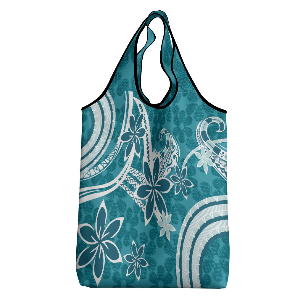 Hawaii Pupuala Plumeria Teal Grocery Bag Polynesian Pattern LT01 - Polynesian Pride