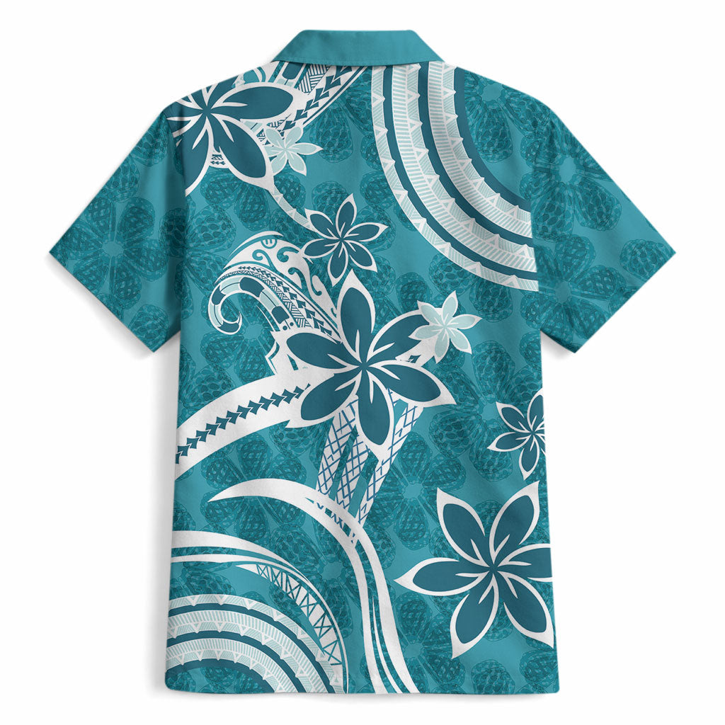 Hawaii Pupuala Plumeria Teal Hawaiian Shirt Polynesian Pattern LT01 - Polynesian Pride