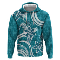Hawaii Pupuala Plumeria Teal Hoodie Polynesian Pattern LT01 Pullover Hoodie Teal - Polynesian Pride