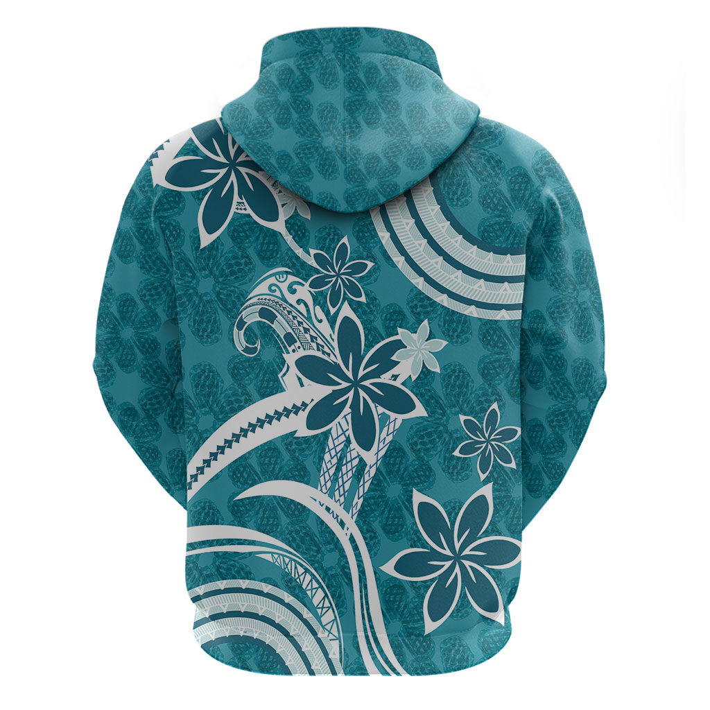 Hawaii Pupuala Plumeria Teal Hoodie Polynesian Pattern LT01 - Polynesian Pride