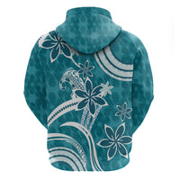 Hawaii Pupuala Plumeria Teal Hoodie Polynesian Pattern LT01 - Polynesian Pride