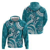Hawaii Pupuala Plumeria Teal Hoodie Polynesian Pattern LT01 - Polynesian Pride