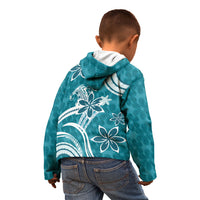 Hawaii Pupuala Plumeria Teal Kid Hoodie Polynesian Pattern LT01 - Polynesian Pride