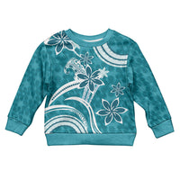 Hawaii Pupuala Plumeria Teal Kid Ugly Christmas Sweater Polynesian Pattern LT01 Kid Teal - Polynesian Pride