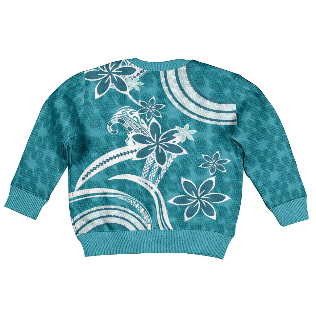 Hawaii Pupuala Plumeria Teal Kid Ugly Christmas Sweater Polynesian Pattern LT01 - Polynesian Pride