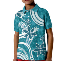 Hawaii Pupuala Plumeria Teal Kid Polo Shirt Polynesian Pattern LT01 Kid Teal - Polynesian Pride