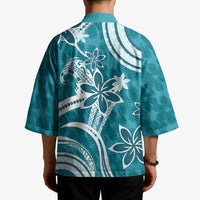 Hawaii Pupuala Plumeria Teal Kimono Polynesian Pattern LT01 - Polynesian Pride