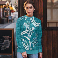 Hawaii Pupuala Plumeria Teal Ugly Christmas Sweater Polynesian Pattern LT01 - Polynesian Pride