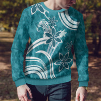 Hawaii Pupuala Plumeria Teal Ugly Christmas Sweater Polynesian Pattern LT01 - Polynesian Pride