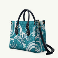 Hawaii Pupuala Plumeria Teal Leather Bag Polynesian Pattern LT01 Teal - Polynesian Pride
