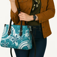 Hawaii Pupuala Plumeria Teal Leather Bag Polynesian Pattern LT01 - Polynesian Pride
