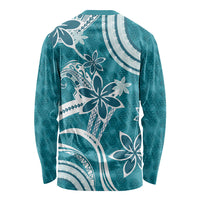 Hawaii Pupuala Plumeria Teal Long Sleeve Shirt Polynesian Pattern LT01 - Polynesian Pride