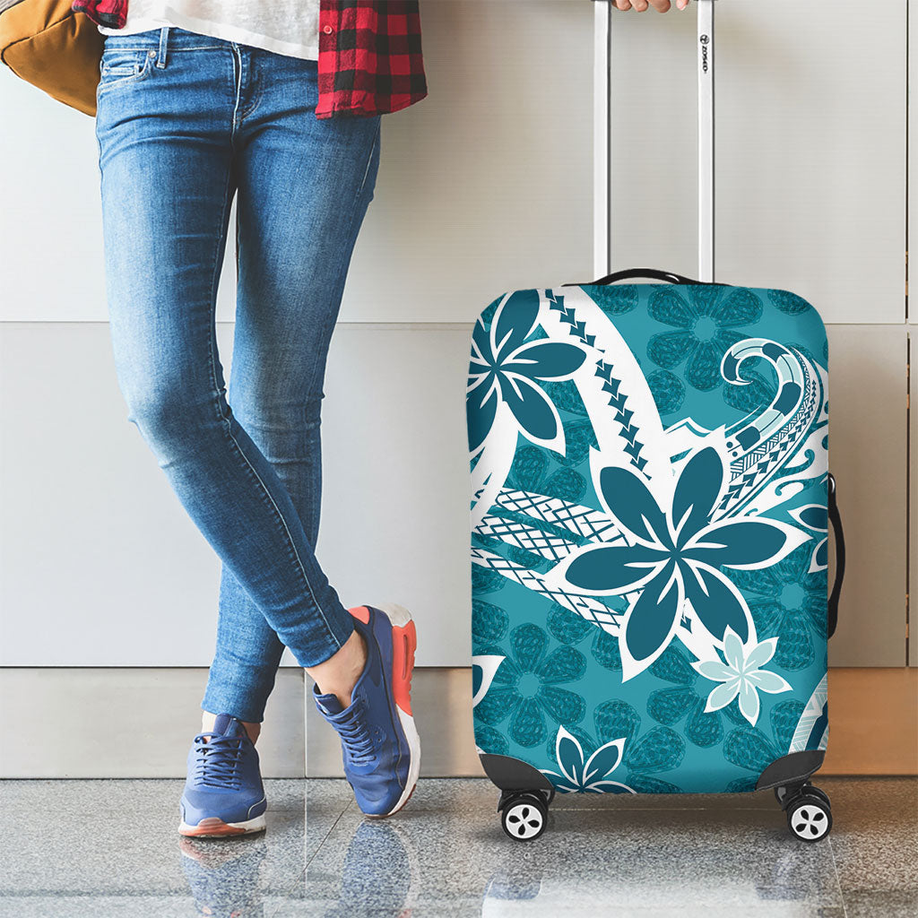 Hawaii Pupuala Plumeria Teal Luggage Cover Polynesian Pattern LT01 - Polynesian Pride