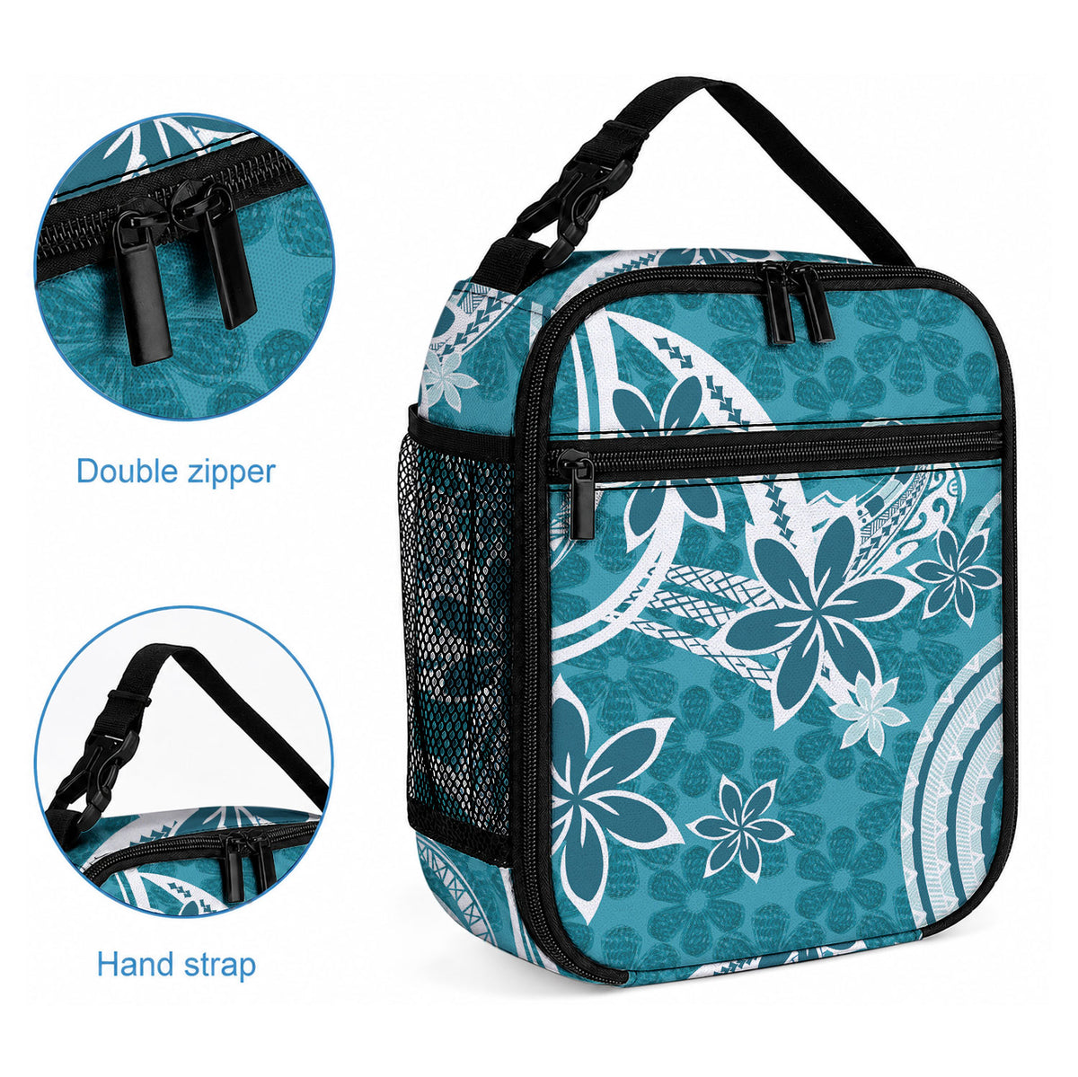 Hawaii Pupuala Plumeria Teal Lunch Bag Polynesian Pattern LT01 - Polynesian Pride