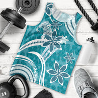 Hawaii Pupuala Plumeria Teal Men Tank Top Polynesian Pattern LT01 - Polynesian Pride