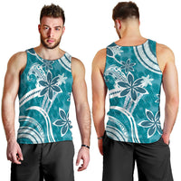 Hawaii Pupuala Plumeria Teal Men Tank Top Polynesian Pattern LT01 - Polynesian Pride