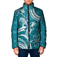 Hawaii Pupuala Plumeria Teal Padded Jacket Polynesian Pattern LT01 Men Teal - Polynesian Pride