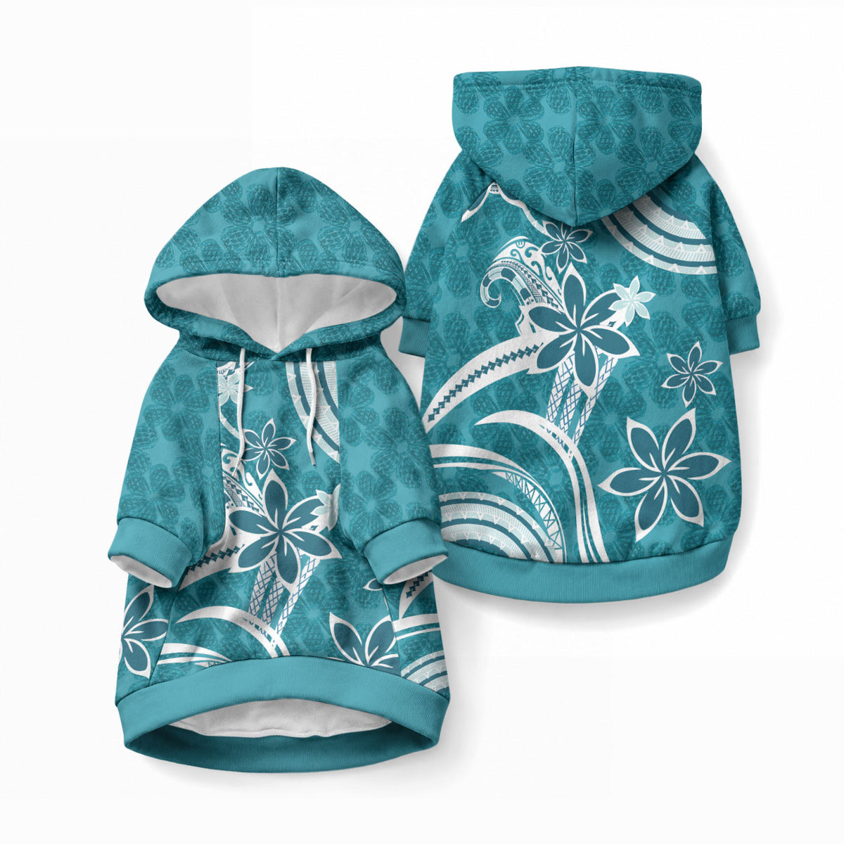Hawaii Pupuala Plumeria Teal Pet Hoodie Polynesian Pattern LT01 Pullover Teal - Polynesian Pride