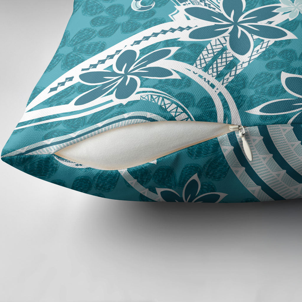 Hawaii Pupuala Plumeria Teal Pillow Cover Polynesian Pattern LT01 - Polynesian Pride