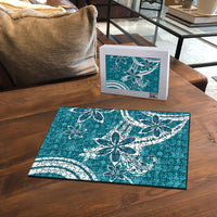 Hawaii Pupuala Plumeria Teal Puzzle Polynesian Pattern LT01 - Polynesian Pride