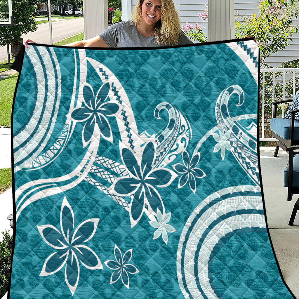 Hawaii Pupuala Plumeria Teal Quilt Polynesian Pattern LT01 Teal - Polynesian Pride