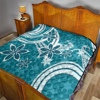 Hawaii Pupuala Plumeria Teal Quilt Polynesian Pattern LT01 - Polynesian Pride