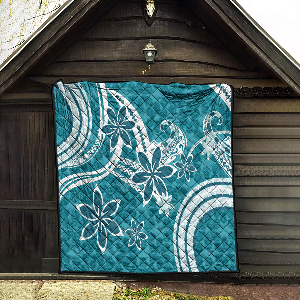 Hawaii Pupuala Plumeria Teal Quilt Polynesian Pattern LT01 - Polynesian Pride