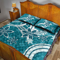 Hawaii Pupuala Plumeria Teal Quilt Bed Set Polynesian Pattern LT01 - Polynesian Pride