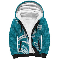 Hawaii Pupuala Plumeria Teal Sherpa Hoodie Polynesian Pattern LT01 Unisex Teal - Polynesian Pride