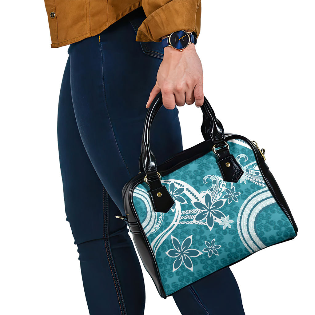Hawaii Pupuala Plumeria Teal Shoulder Handbag Polynesian Pattern LT01 - Polynesian Pride