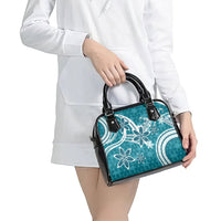 Hawaii Pupuala Plumeria Teal Shoulder Handbag Polynesian Pattern LT01 - Polynesian Pride