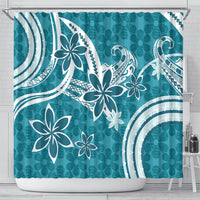 Hawaii Pupuala Plumeria Teal Shower Curtain Polynesian Pattern LT01 - Polynesian Pride