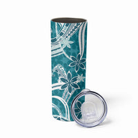 Hawaii Pupuala Plumeria Teal Skinny Tumbler Polynesian Pattern LT01 - Polynesian Pride