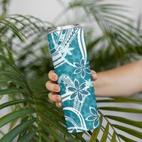 Hawaii Pupuala Plumeria Teal Skinny Tumbler Polynesian Pattern LT01 - Polynesian Pride