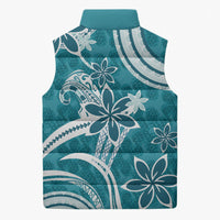 Hawaii Pupuala Plumeria Teal Sleeveless Puffer Jacket Polynesian Pattern LT01 - Polynesian Pride