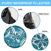 Hawaii Pupuala Plumeria Teal Spare Tire Cover Polynesian Pattern LT01 - Polynesian Pride