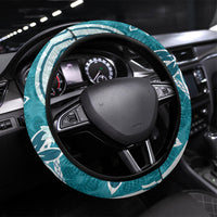 Hawaii Pupuala Plumeria Teal Steering Wheel Cover Polynesian Pattern LT01 Universal Fit Teal - Polynesian Pride
