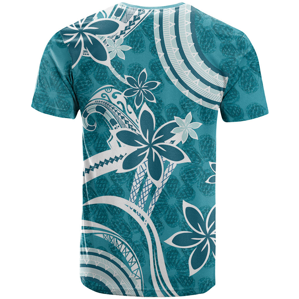 Hawaii Pupuala Plumeria Teal T Shirt Polynesian Pattern LT01 - Polynesian Pride