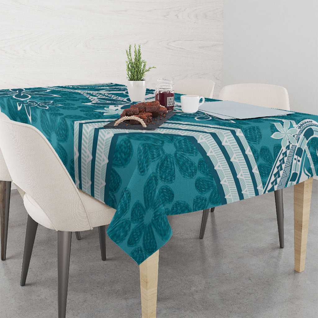 Hawaii Pupuala Plumeria Teal Tablecloth Polynesian Pattern LT01 - Polynesian Pride